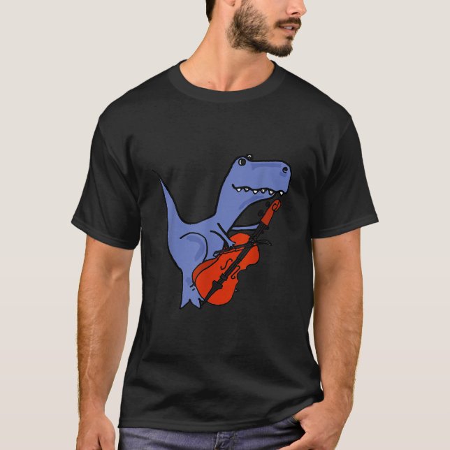 T-shirt Dinosaure Drôle Jouer Cello (Devant)