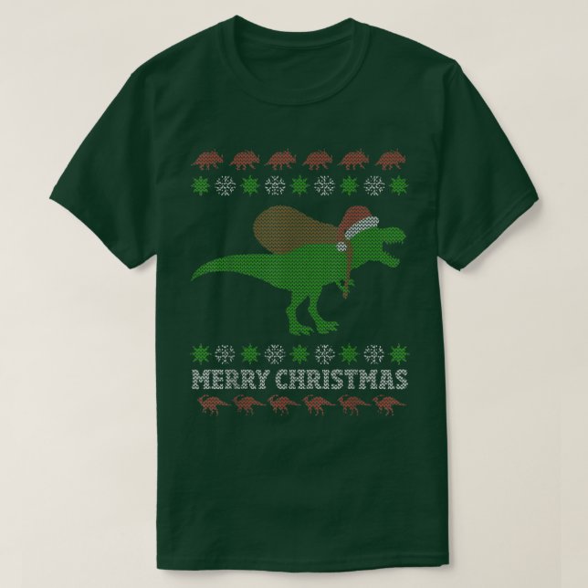 T-shirt Dinosaure drôle tre Vilains Sweaters de Noël  (Design devant)