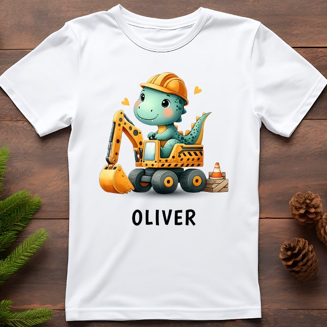 T-shirt Dinosaure du travailleur mûre sur une excavatrice (Créateur téléchargé)