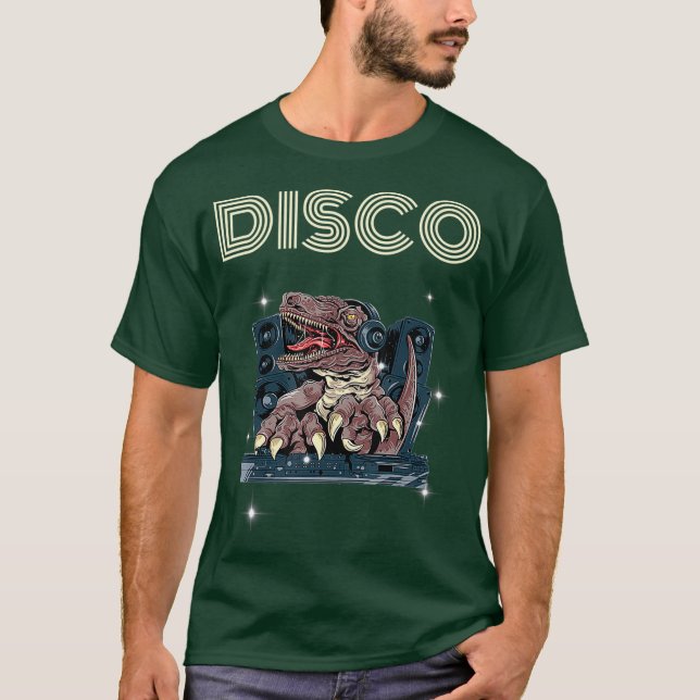 T-shirt dinosaure écouter musique écouteurs Disco danse (Devant)