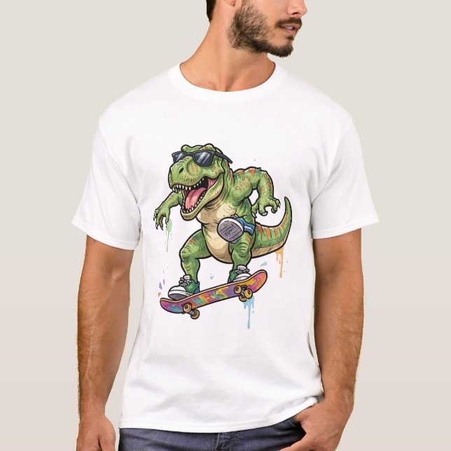 T-shirt Dinosaure en skateboard 🦖🛹 (Devant)