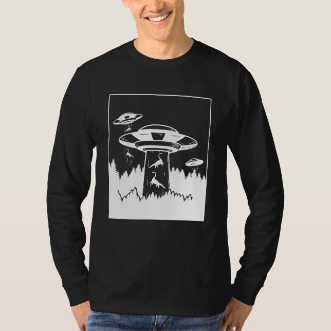 T-shirt Dinosaure Enduction Alien Sci-Fi UFO Extraterresti (Devant)