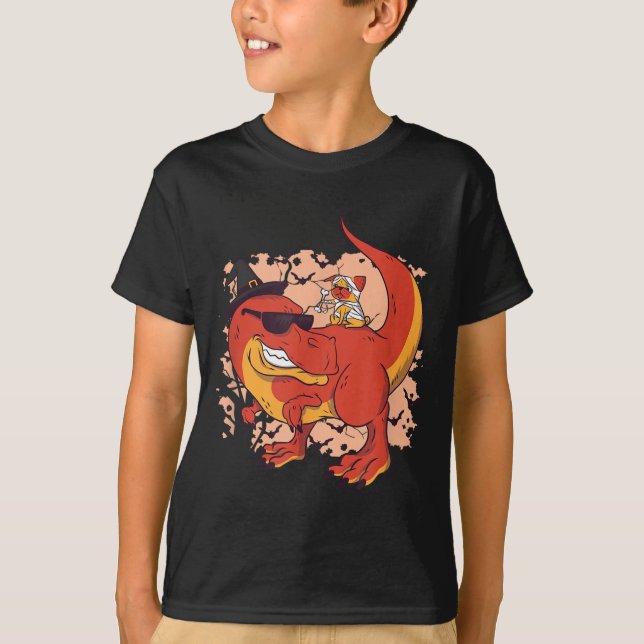 T-shirt Dinosaure Et Chien - Halloween Drôle (Devant)