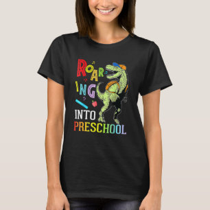 T-shirt Dinosaure Étudiant Roaring Into Preschool First Da