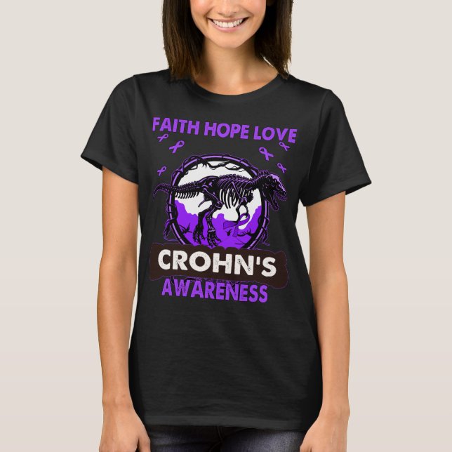 T-shirt Dinosaure Faith Hope Love CROHN'S Awareness (Devant)