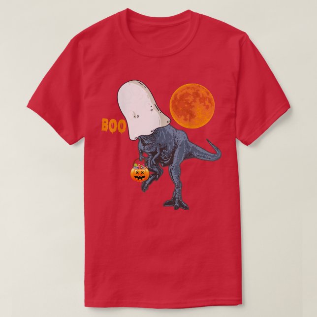T-shirt Dinosaure Fantôme Citrouille Drôle Boo Halloween L (Design devant)