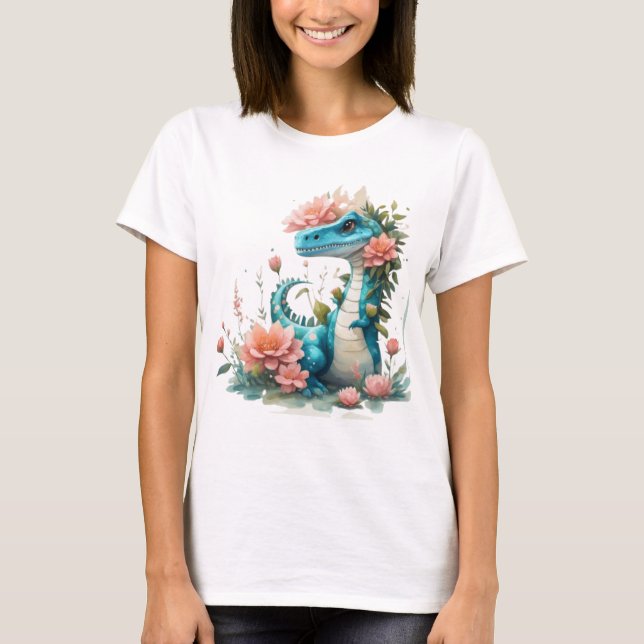 T-shirt Dinosaure floral mou (Devant)