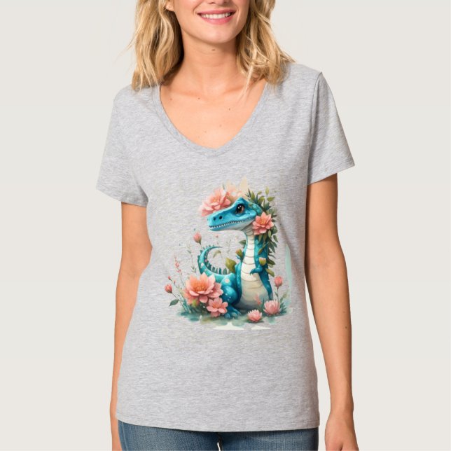 T-shirt Dinosaure floral mou (Devant)