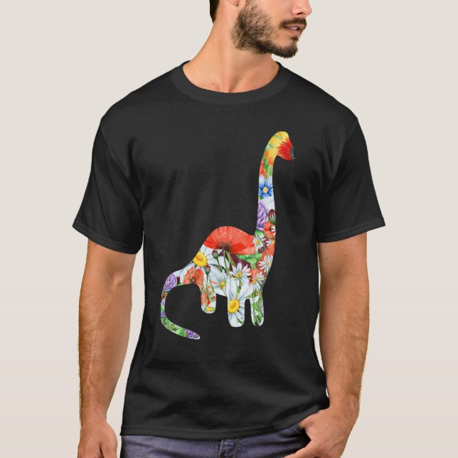 T-shirt Dinosaure Formé Floral Graphic Motif Dino (Devant)
