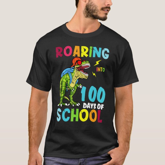 T-shirt Dinosaure Gravement Dans 100 Jours De Scolaire Rex (Devant)