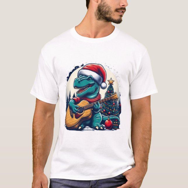 T-shirt Dinosaure Guitare Joueur Xmas Jour drôle (Devant)
