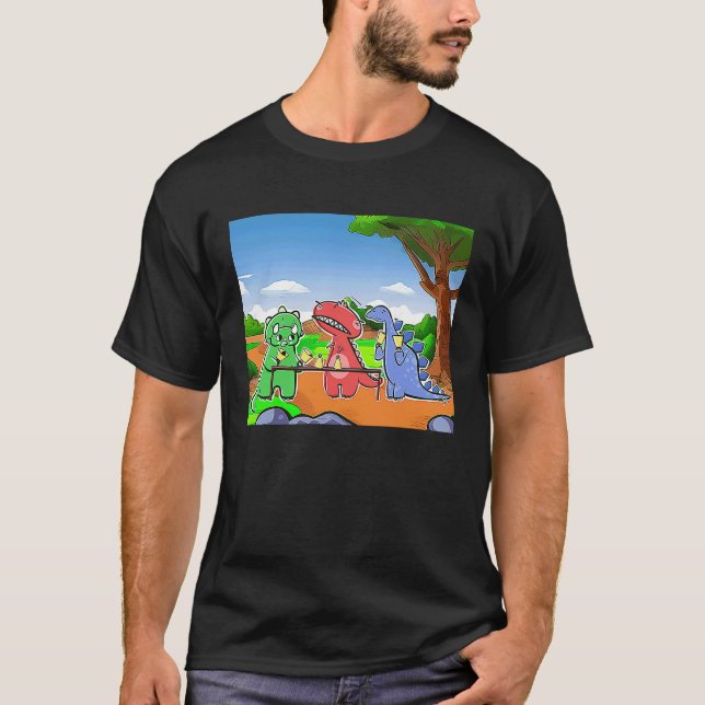 T-shirt Dinosaure Handbell Pratique Dans La Période Triasi (Devant)