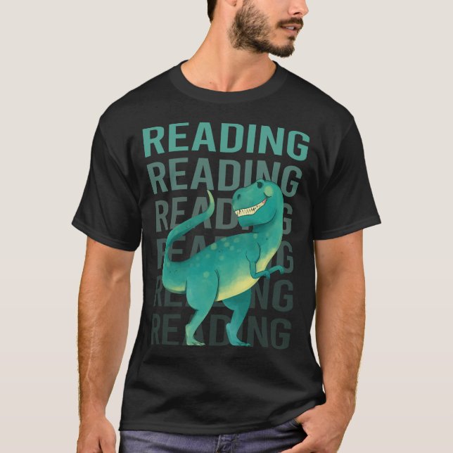 T-shirt Dinosaure heureux de lire (Devant)