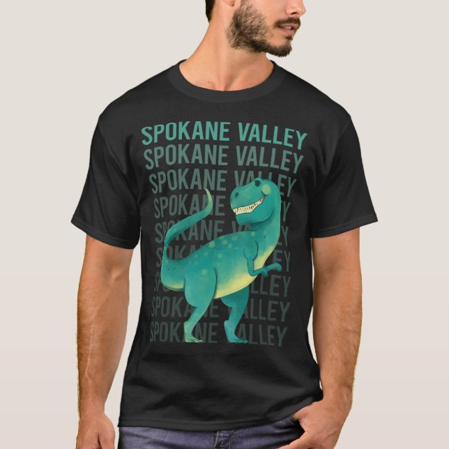 T-shirt Dinosaure heureux Spokane Valley (Devant)