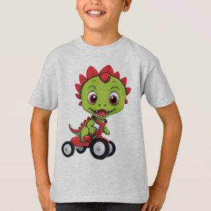 T-shirt Dinosaure heureux sur un petit tricycle