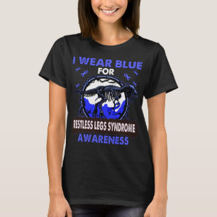 T-shirt Dinosaure I Wear Blue for RESTLESS JAMBES SYNDROME
