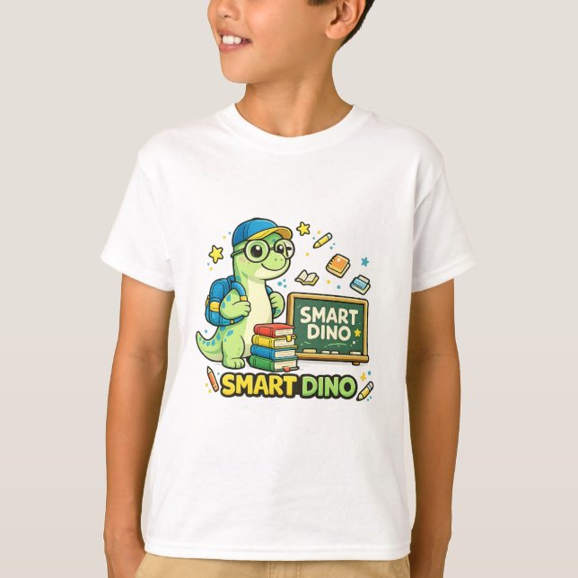 T-shirt Dinosaure Intelligent de Rentree Scolaire (Devant)