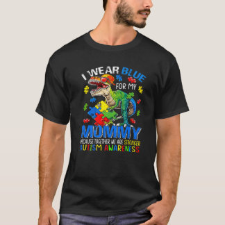 T-shirt Dinosaure Je Porte Du Bleu Pour Ma Sensibilisation