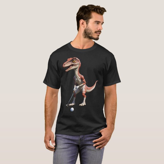 T-shirt dinosaure jeu golf dinosaure golf (Devant entier)