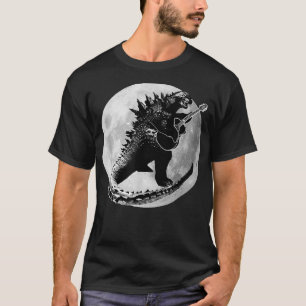 T-shirt Dinosaure Jouer Guitare Électrique Acoustique Roch