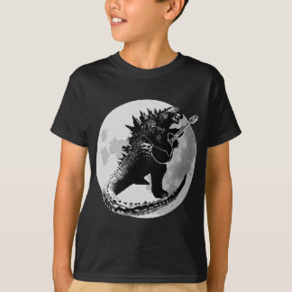 T-shirt Dinosaure Jouer Guitare Électrique Acoustique Roch