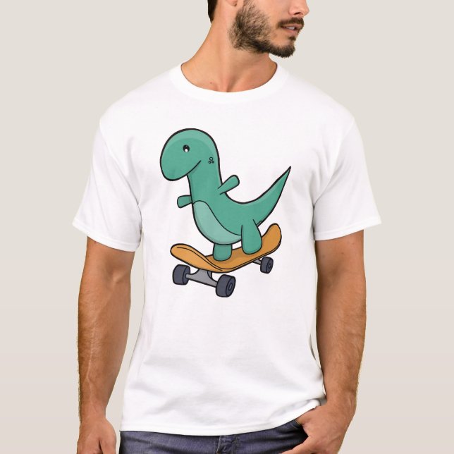 T-shirt Dinosaure joueur sur skateboard (Devant)