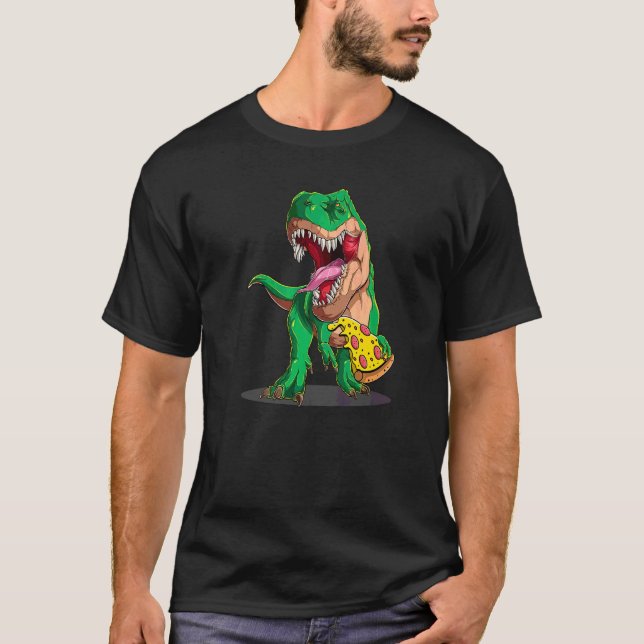 T-shirt Dinosaure mangeant une part de pizza Pizzasaurus D (Devant)