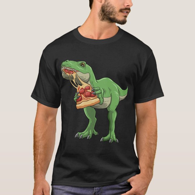 T-shirt Dinosaure Manger Pizza T-Rex Pizza Amateurs de Piz (Devant)
