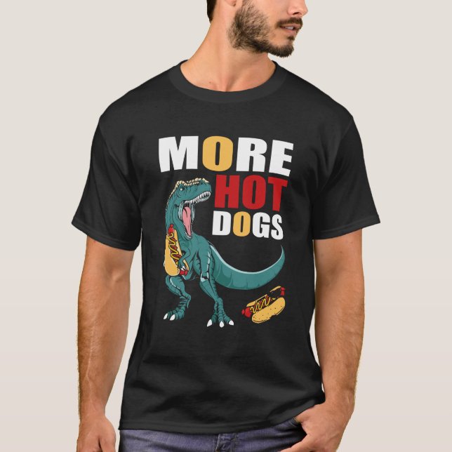 T-shirt Dinosaure Manger Un Hotdog (Devant)