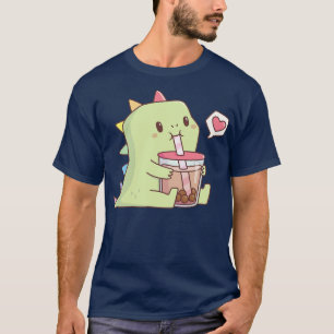 T-shirt Dinosaure mignon avec Rainbow Spikes aime Thé bull