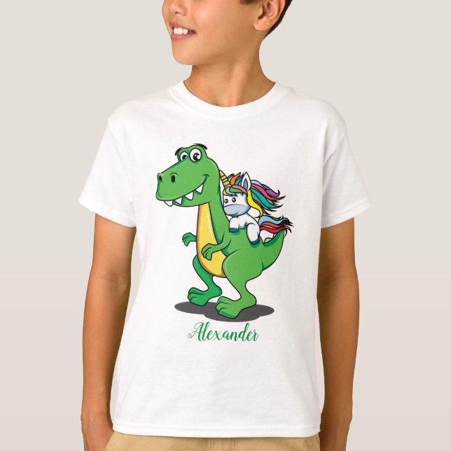 T-shirt Dinosaure mignon et licorne (Devant)