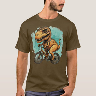 T-shirt Dinosaure mignon sur une bicyclette dino t rex vél