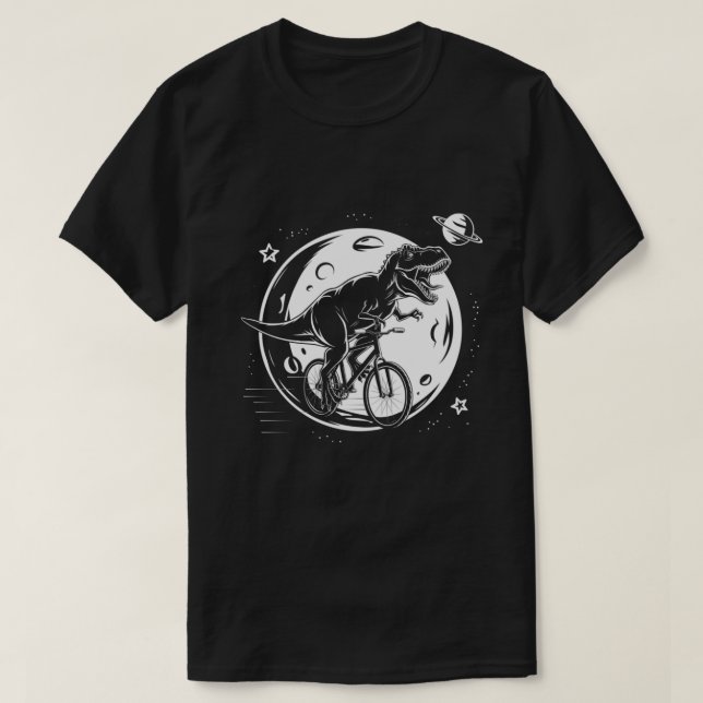 T-shirt Dinosaure moderne sur un vélo dans le ciel avec la (Design devant)