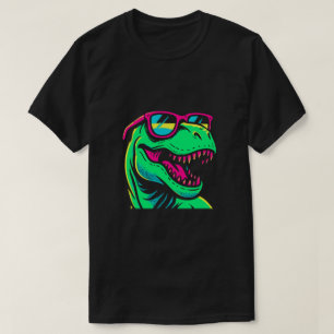 T-shirt Dinosaure néon cool avec lunettes de soleil