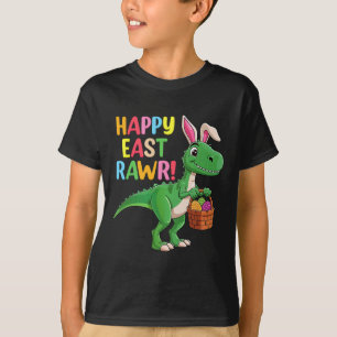 T-shirt Dinosaure Oreille de Lapin Joyeuses Pâques Chasse 