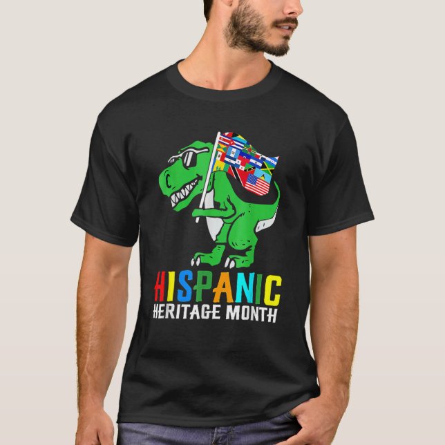 T-shirt Dinosaure Pays Latine Drapeau Patrimoine Hispaniqu (Devant)