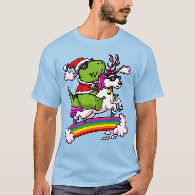 T-shirt Dinosaure Père Noël de T-Rex de Noël montant la (Devant)