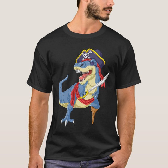 T-shirt dinosaure pirate drôle (Devant)