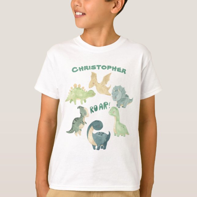 T-shirt Dinosaure pour enfant personnalisé (Devant)