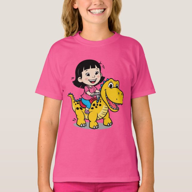 T-Shirt Dinosaure pour fille aventurière (Devant)