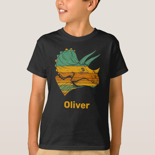 T-shirt Dinosaure Rétro Tricératops (Devant)