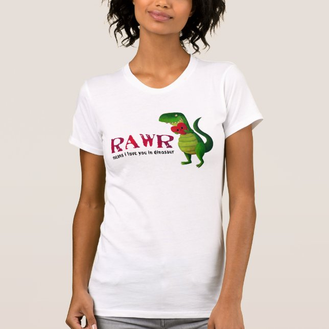 T-shirt Dinosaure romantique de RAWR T-rex (Devant)