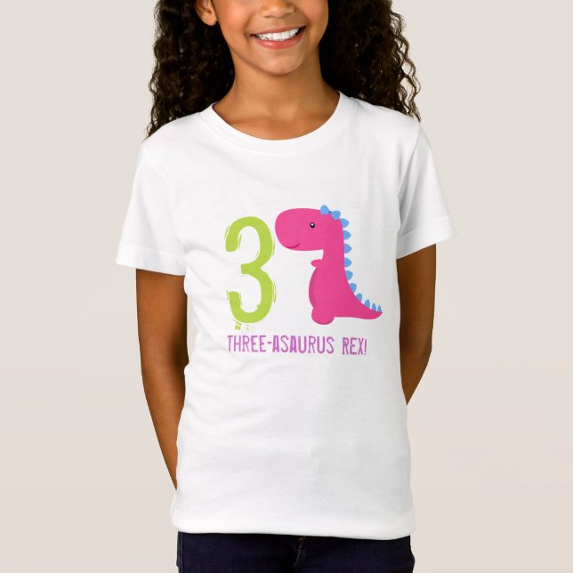 T-Shirt Dinosaure rose Anniversaire Chemise Dinosaures (Devant)
