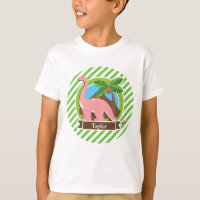 Dinosaure Rose, Dino; Grandes Vertes Et Blanches