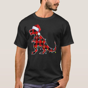 T-shirt Dinosaure Rouge Rex lumières de Noël Arbre PJ