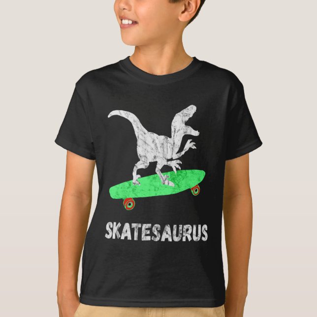 T-shirt Dinosaure Skateboard Planche à roulettes T-rex Drô (Devant)