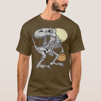 T-shirt Dinosaure Squelette T re Citrouille effrayant Lune