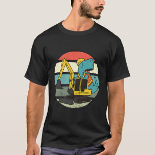 T-shirt Dinosaure Sur Excavateur