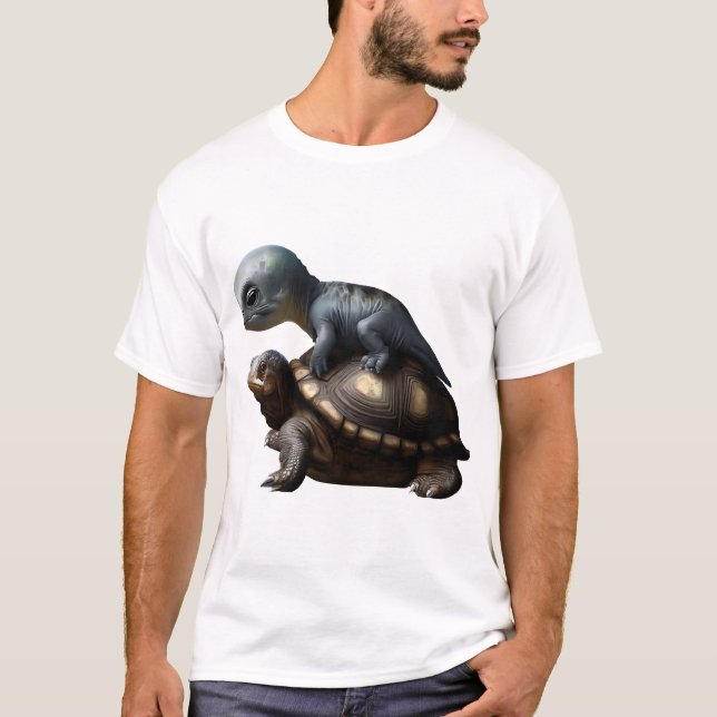 T-shirt dinosaure sur tortue Copie (Devant)