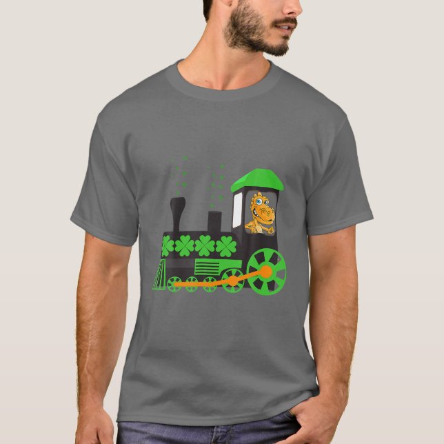 T-shirt Dinosaure Sur Train St Patrick's Day Train Irlanda (Devant)